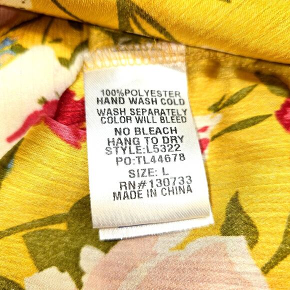 Umgee Large Yellow Floral Women's BOHO Sleeves Top Shirt Blouse Miss Size 12 14 - Picture 4 of 6